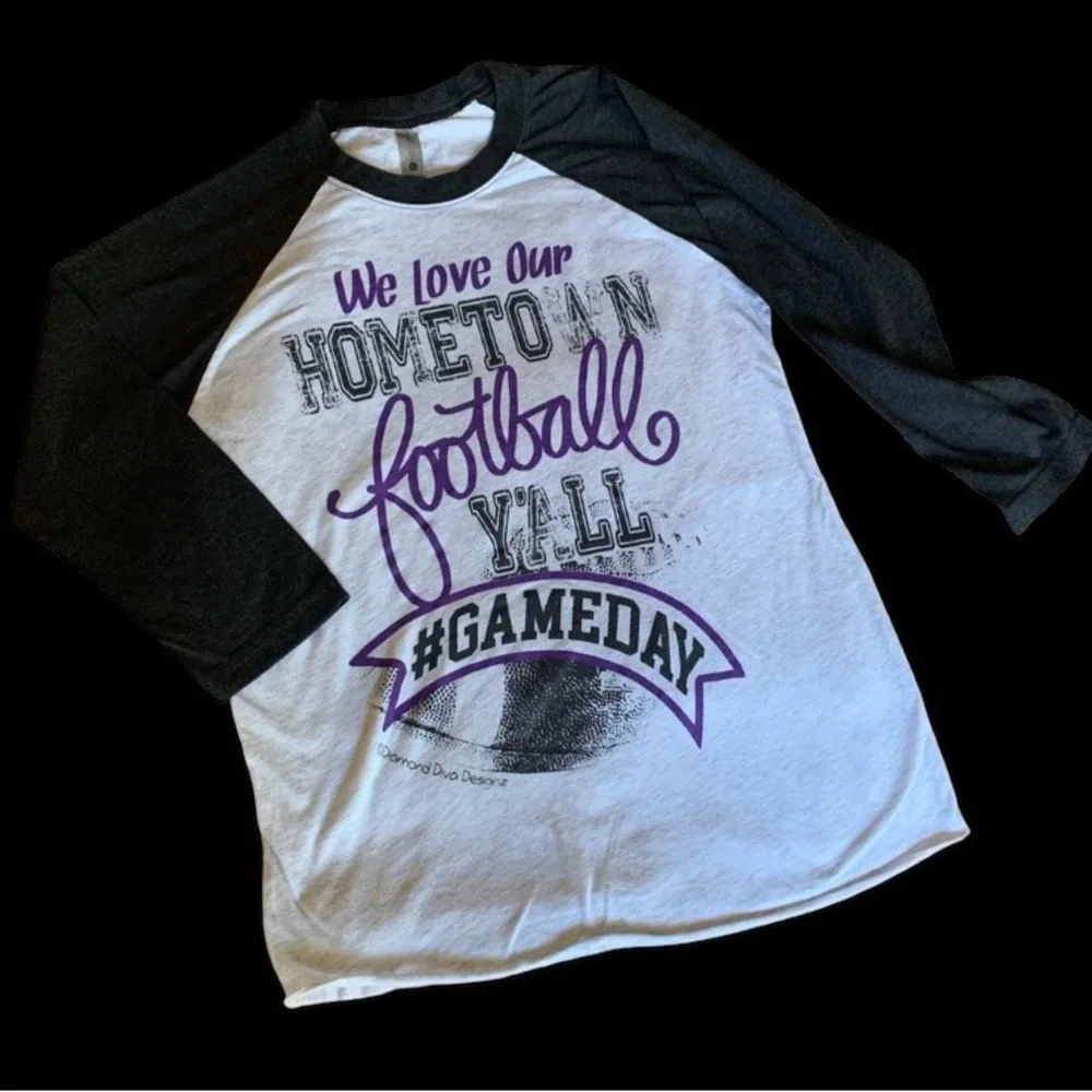 We Love Our Hometown Football Y’ALL #GAMEDAY Diamond Diva Design Tee Shirt Small - Picture 3 of 7